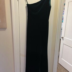 Elegant One-Shoulder Dark Green Dress